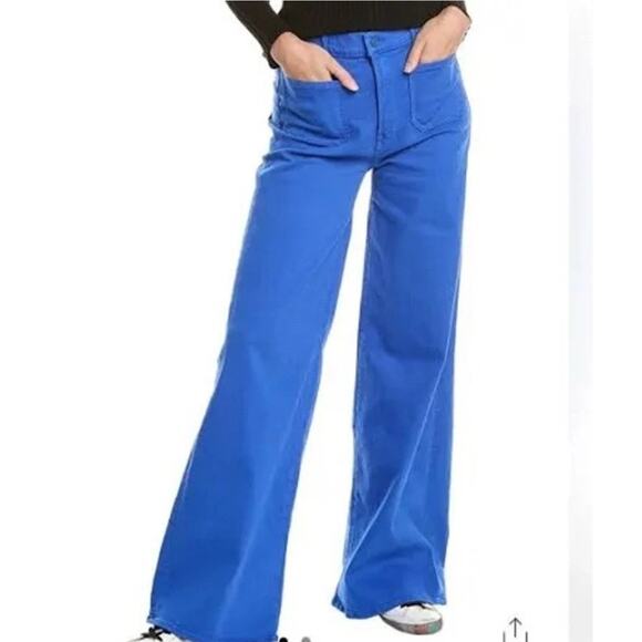 Mother High Rise Patch Pocket Wide Leg Jeans In Snorkel Blue Size 33 NWT - Picture 2 of 12